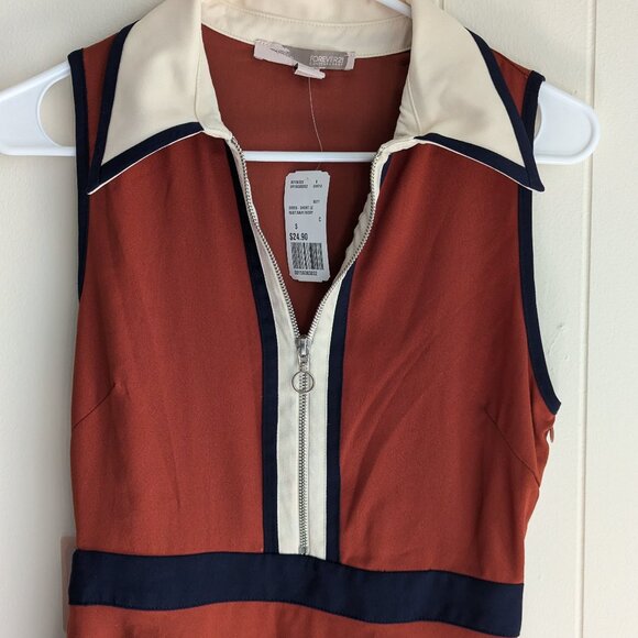 NWT Collared, Rust Skater Dress with zipper detail - S - Picture 2 of 8